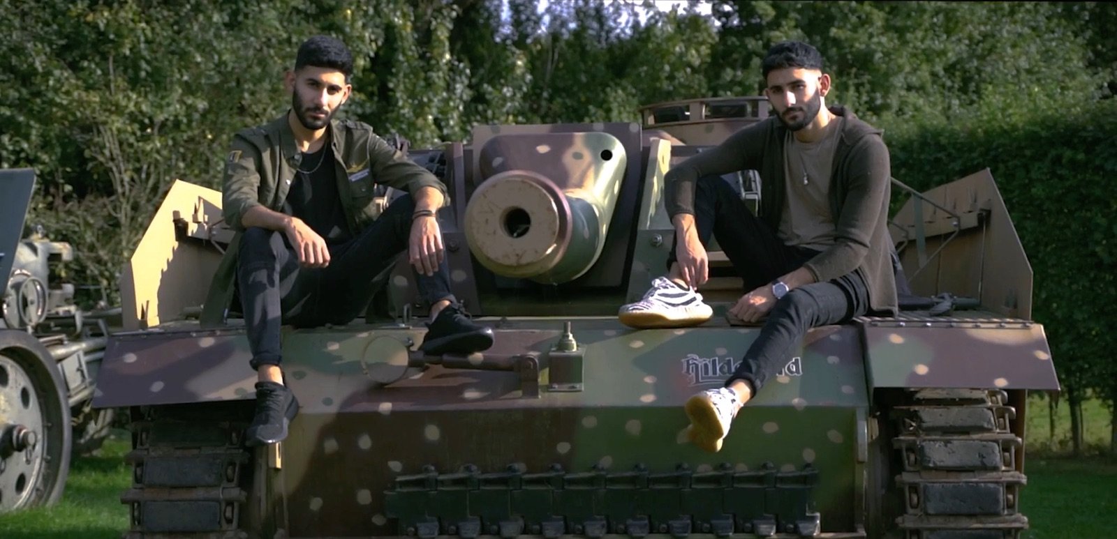 The twins on a tank