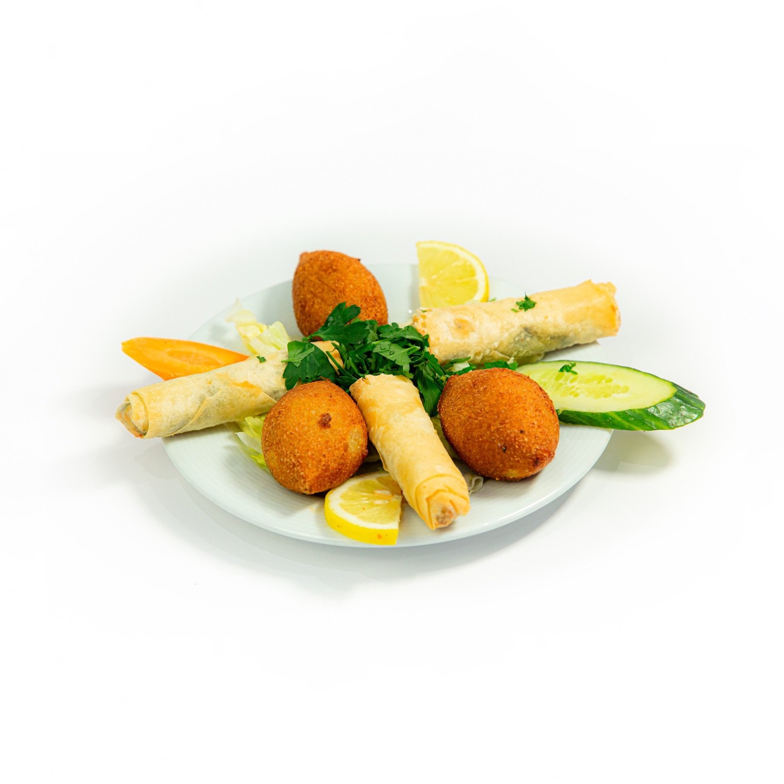 Kibbeh and spring rolls