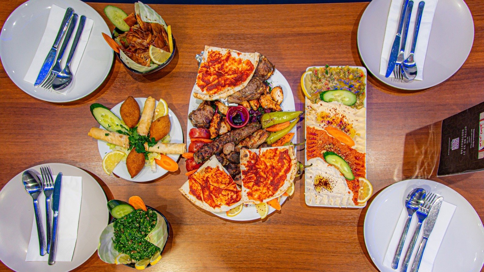 A table spread, from above