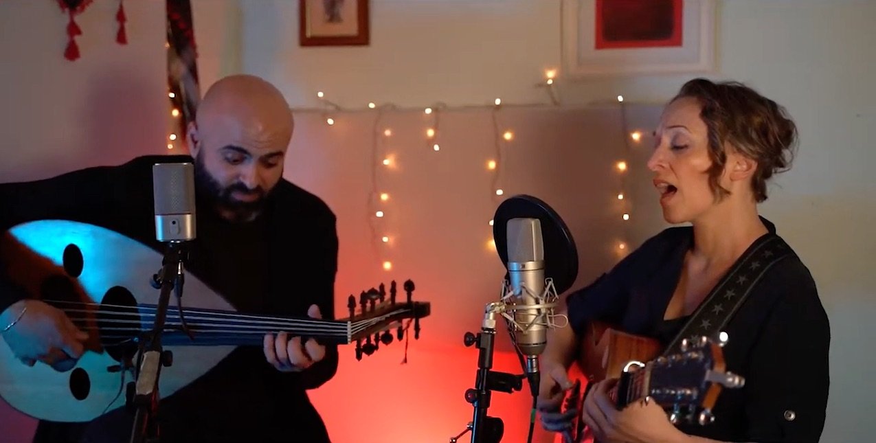 Playing together by the fairy lights
