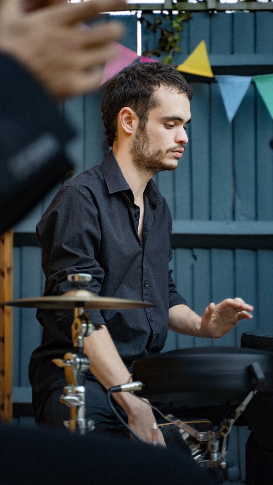 At the drums