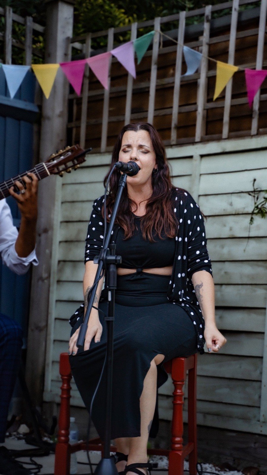The singer, mid-song