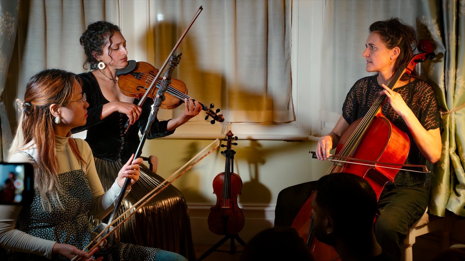 Violin, cello and erhu