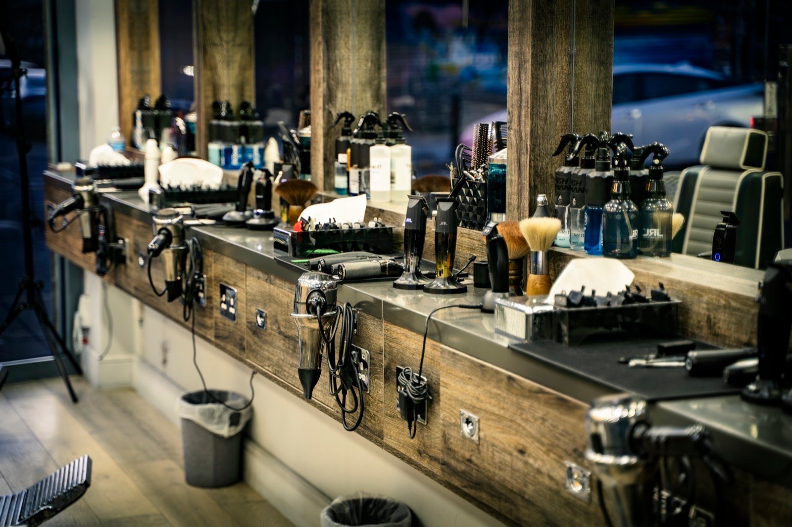 Barbering tools along the counter