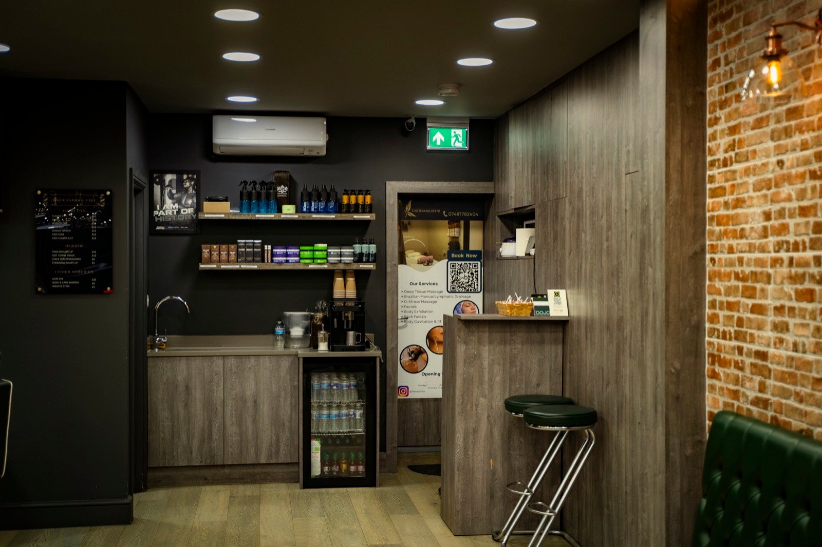 The coffee counter and product shelves