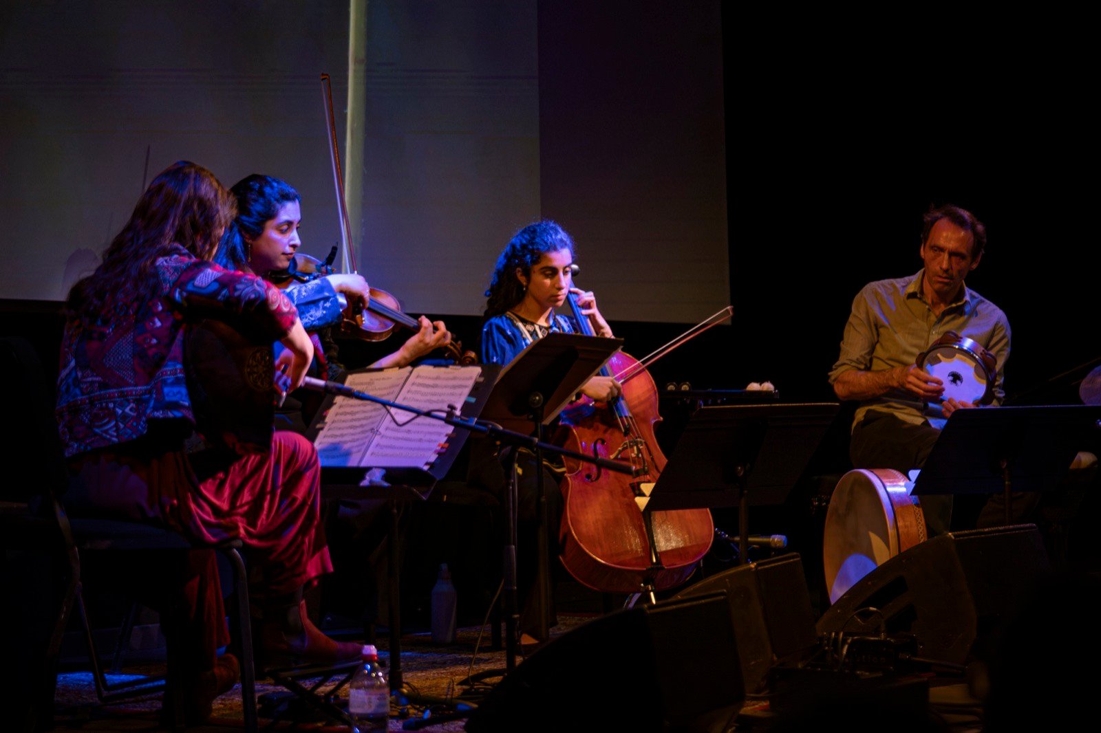 The quartet in blue light