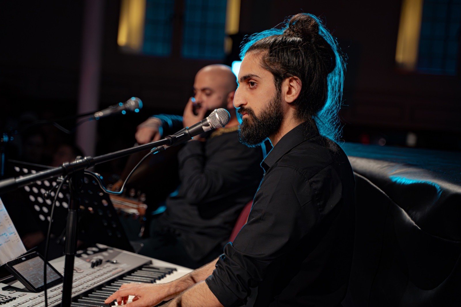 At the keyboard