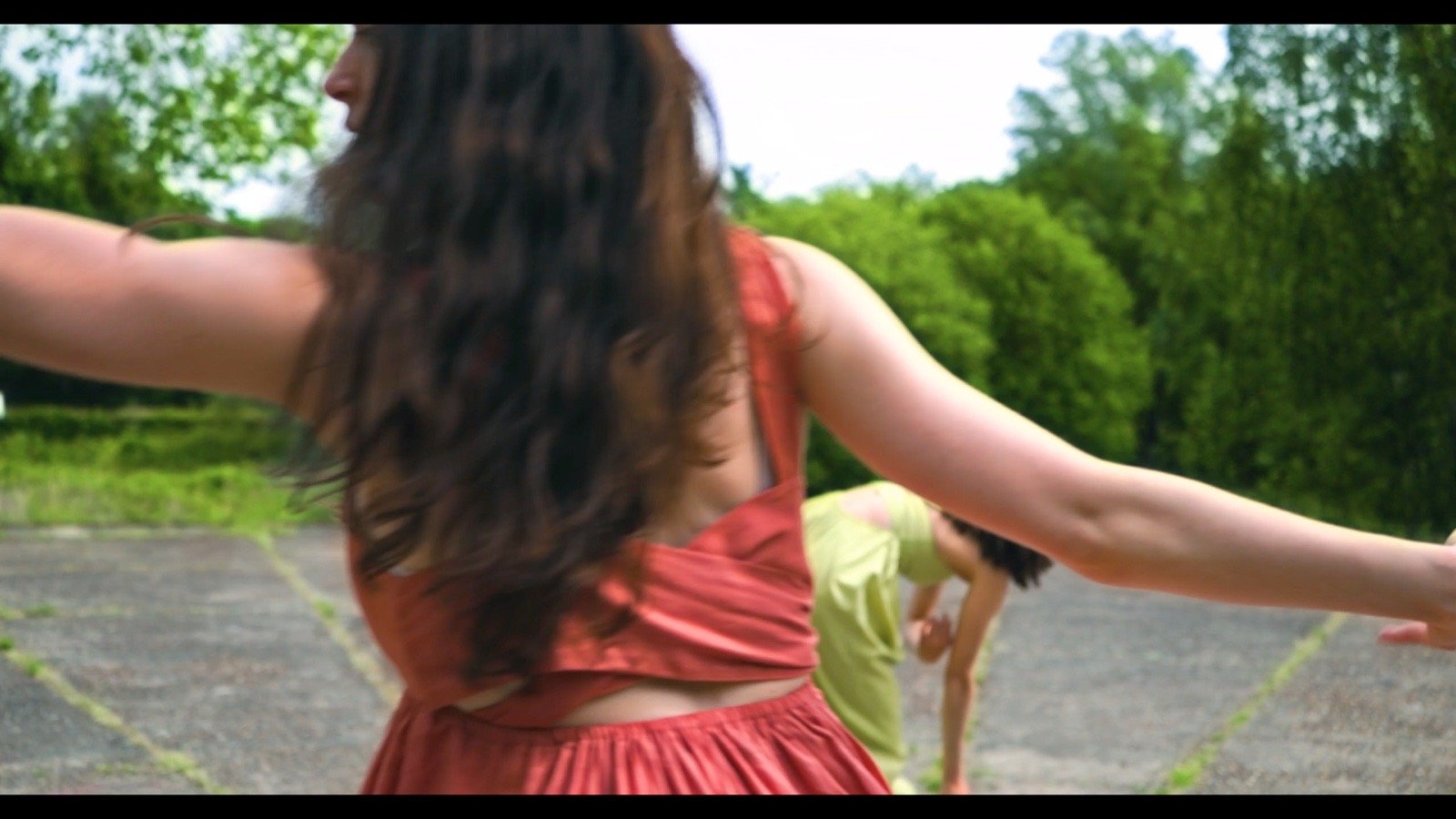 A dancer in red