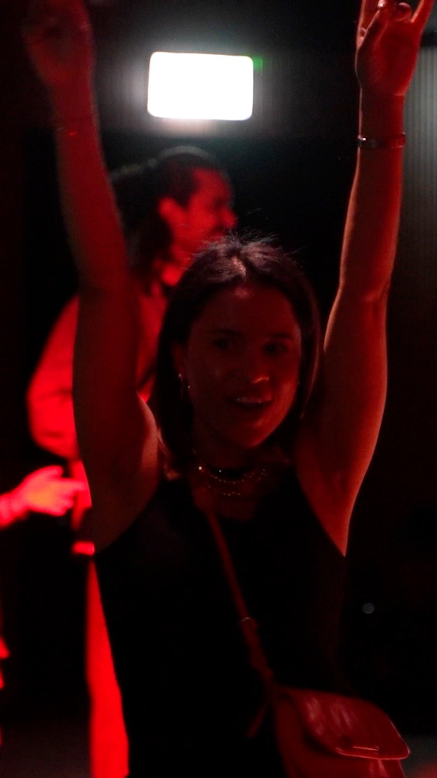 Hands up in the red light